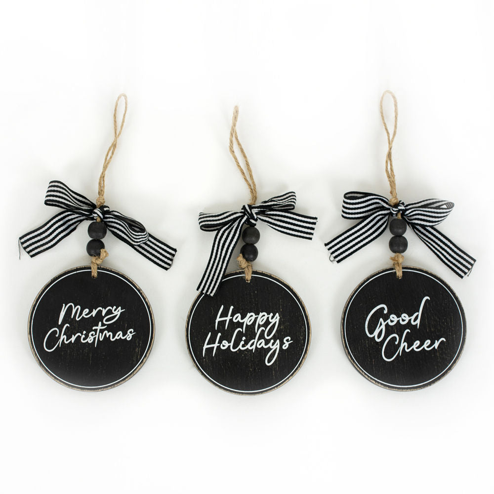 Wood Round Christmas Tags Set of 3
