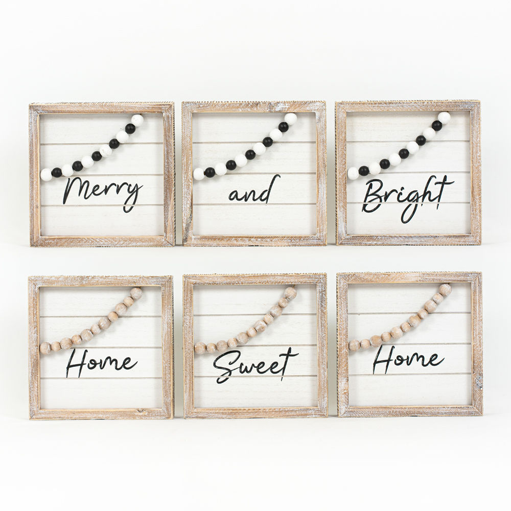 Reversible Wood Frame Sign Set - Merry/Home