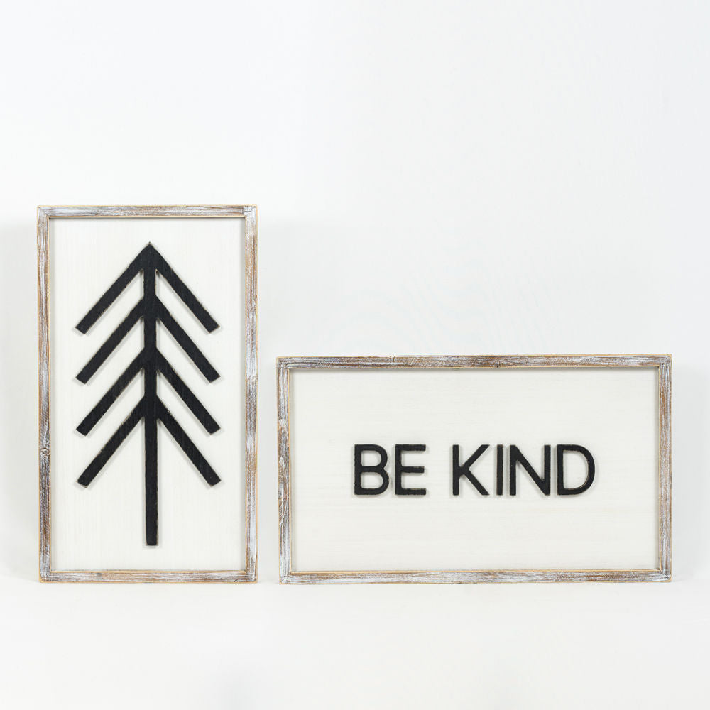 14x25 Reversible Wood Frame Sign - Tree/Be Kind