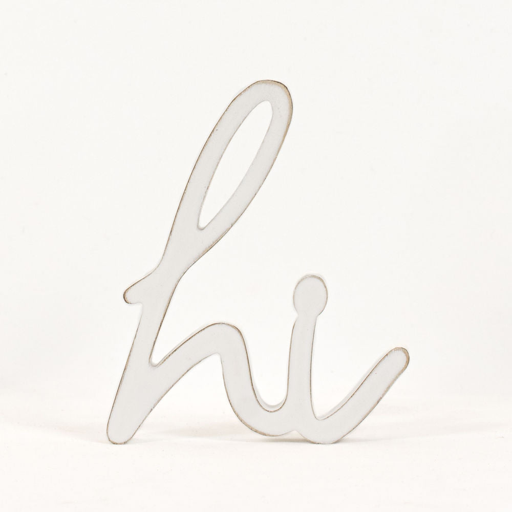 White Hi Wood Cutout Sign | Decorative Home Accent
