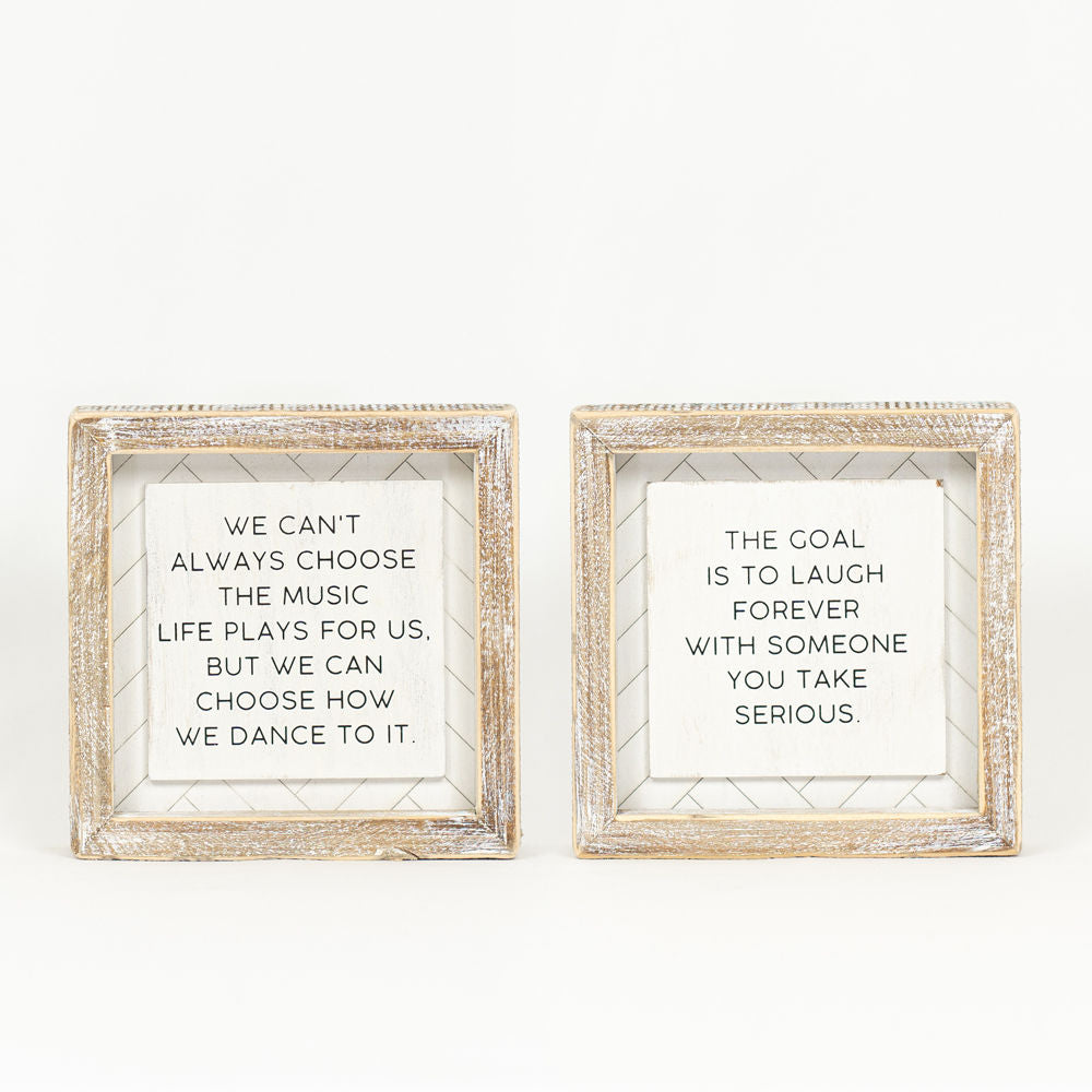 Reversible Wood Frame Sign - Choose/Laugh