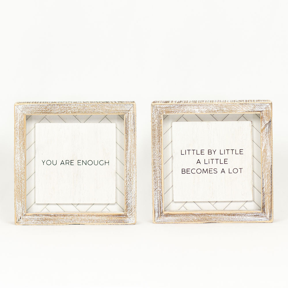 Reversible Wood Frame Sign - Enough/Little