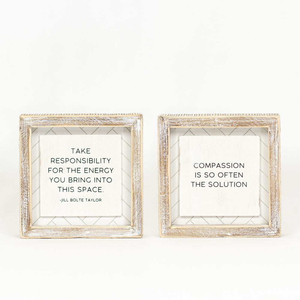 Reversible Wood Frame Sign - Energy/Compassion
