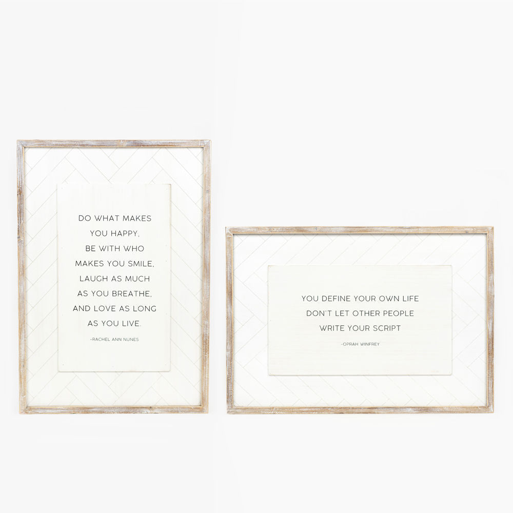 Reversible Wood Frame Sign - Happy/Script