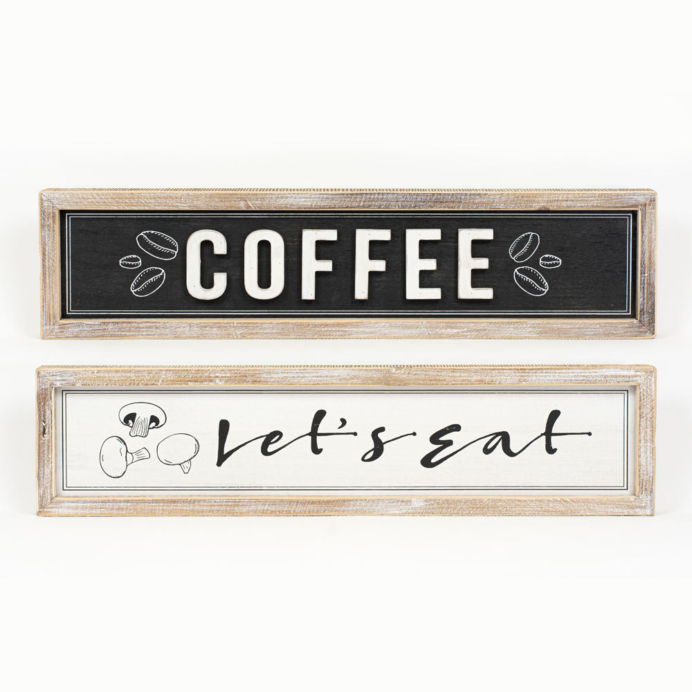 Reversible Wood Frame Sign - EAT/COFFEE