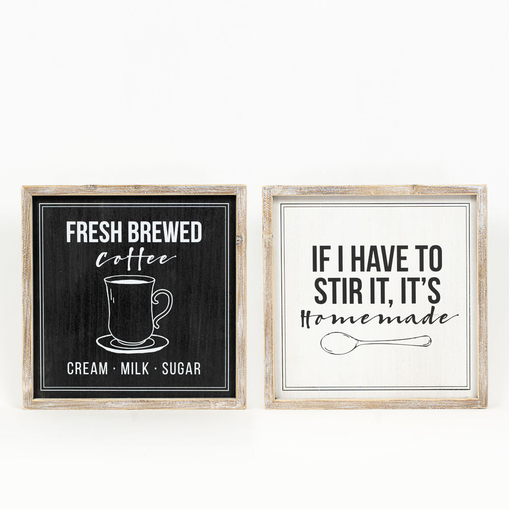 Reversible Wood Framed Coffee Sign