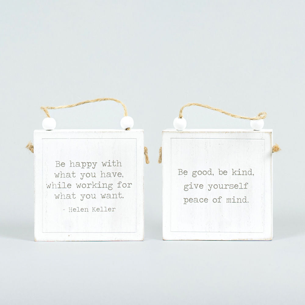 Peace/Want Reversible Wood Hanging Sign