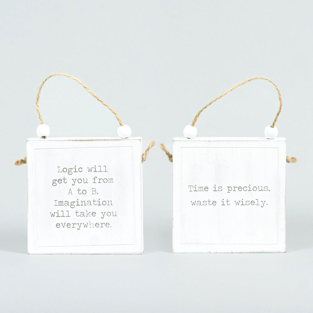 Time/Logic Reversible Wood Hanging Sign
