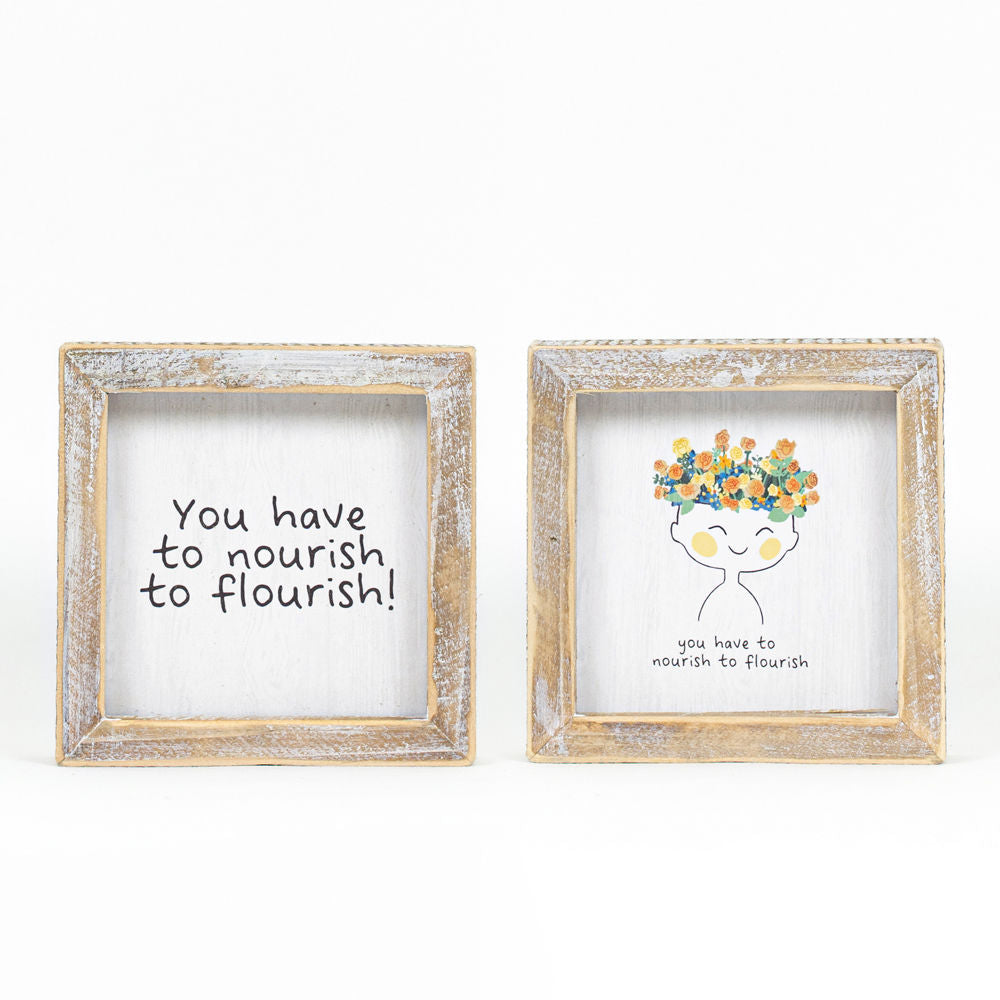 Nourish Reversible Wood Frame Sign