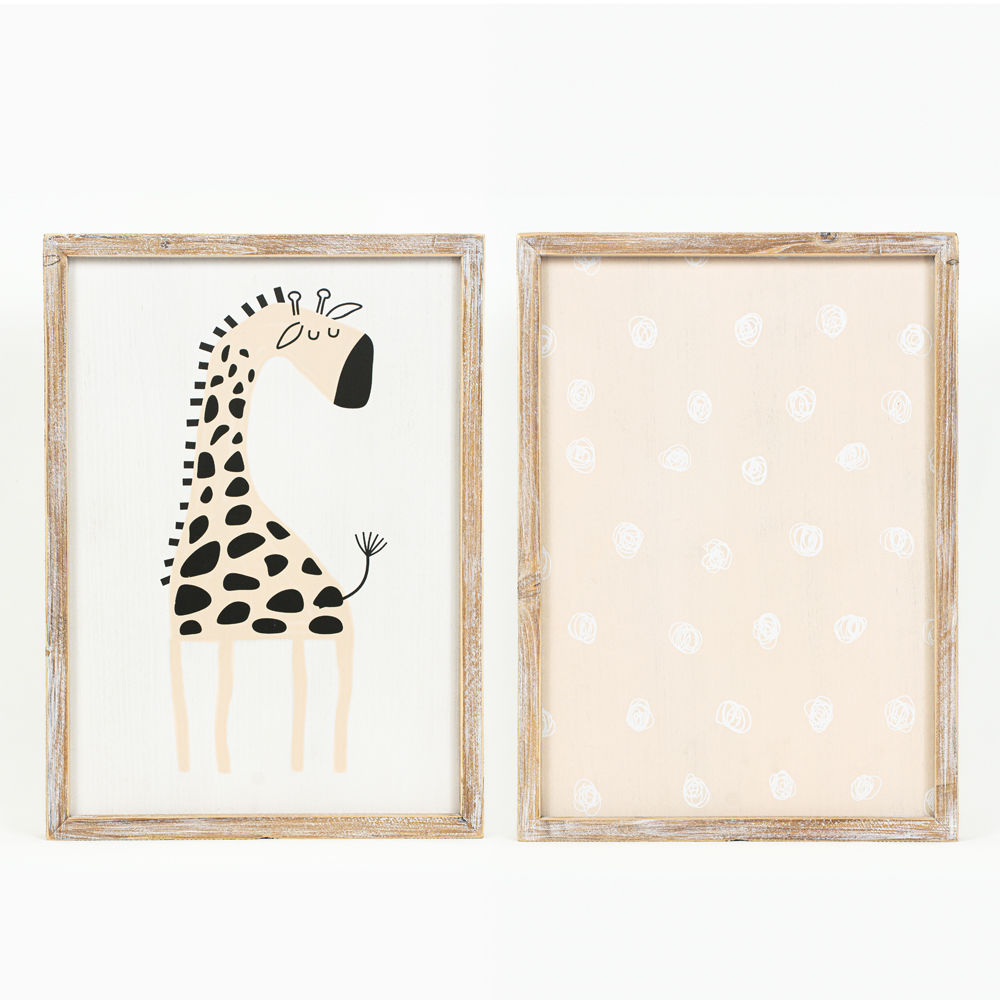 Giraffe Reversible Wood Frame Sign