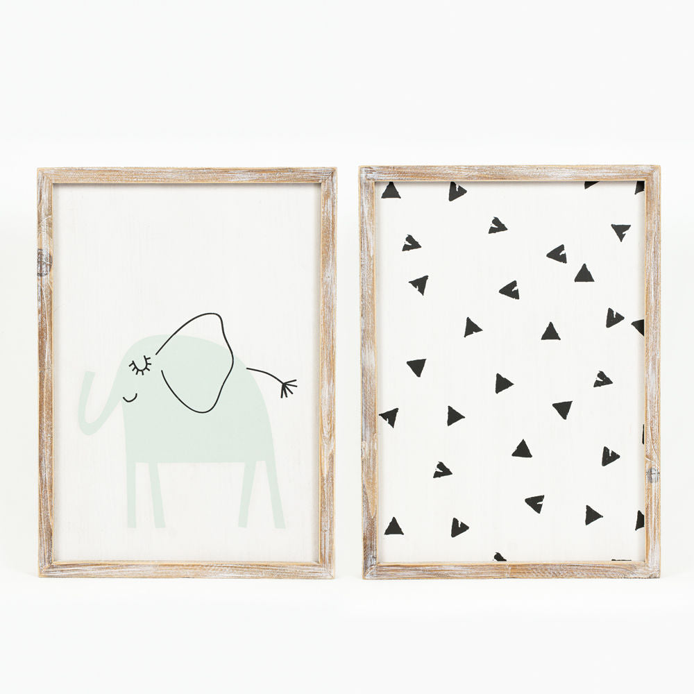 Elephant Reversible Wood Frame Sign