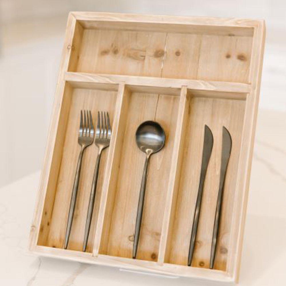 Wood Utensil Organizer Tray