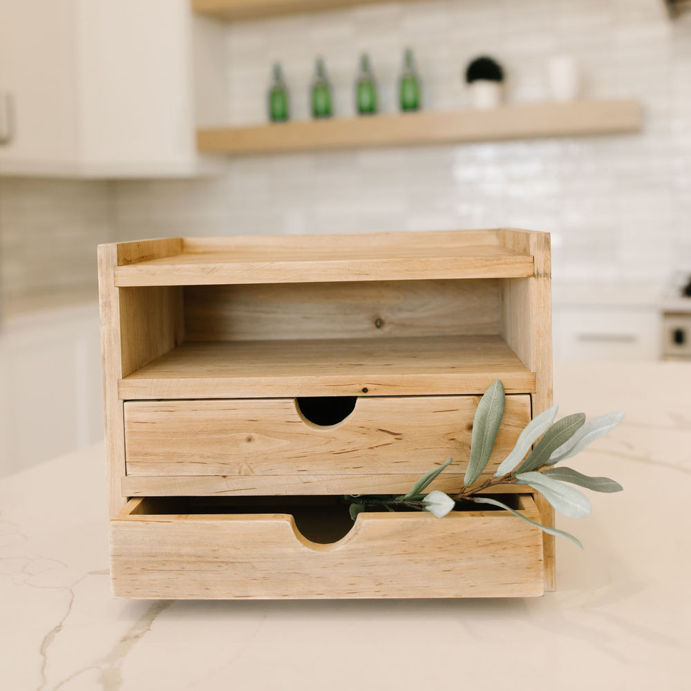 Wood Desk Drawer - Natural Black