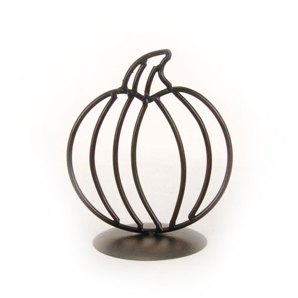 Metal Pumpkin on Stand - Black