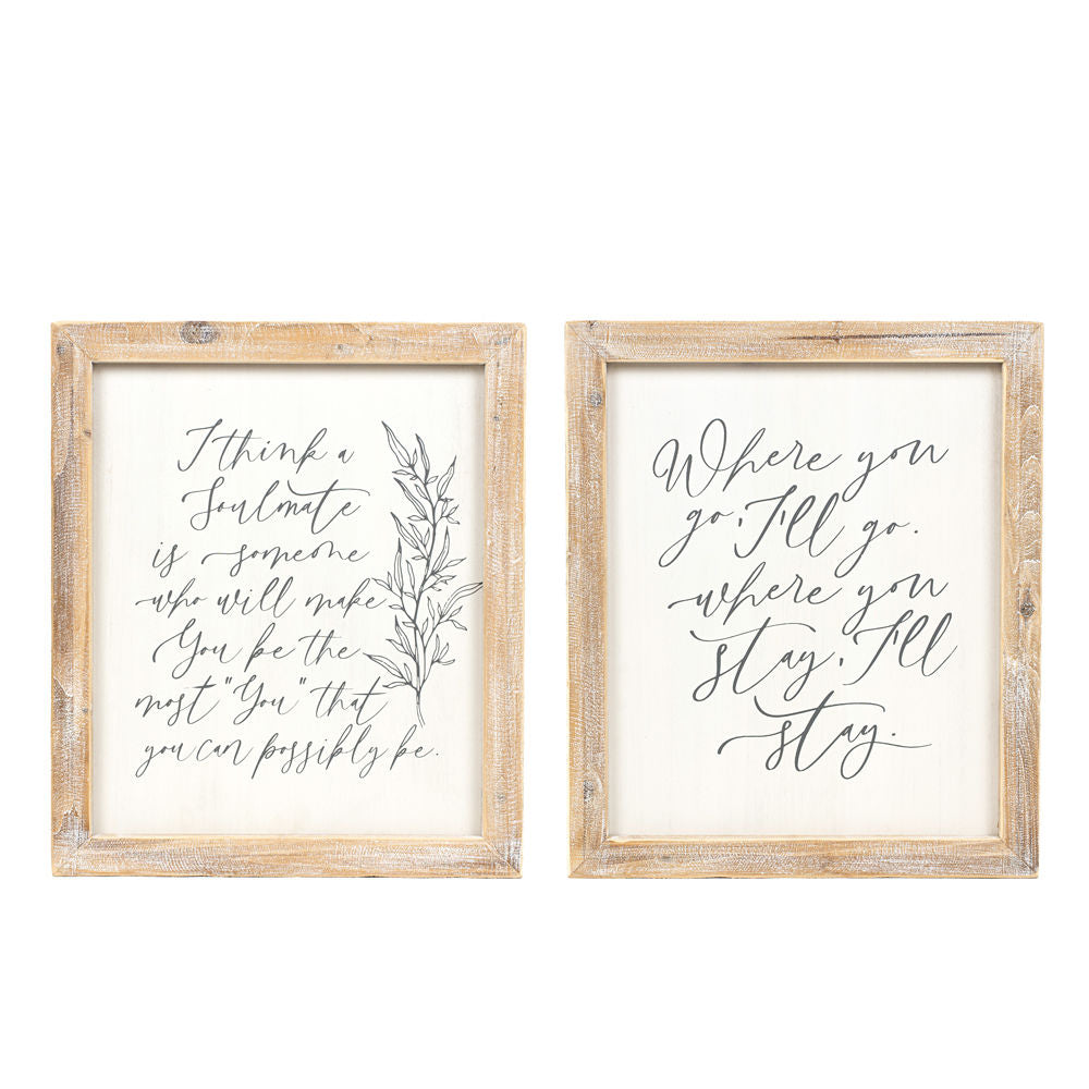 Reversible Soulmate Wood Frame Sign