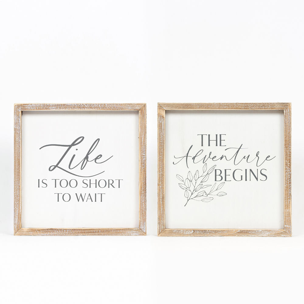 10x10 Reversible Wood Frame Sign - Adventure/Life
