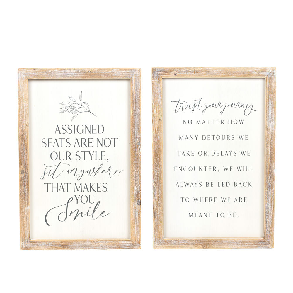 16x24 Reversible Wood Frame Sign - Smile/Journey