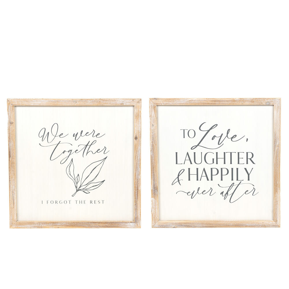 Reversible Wood Frame Sign - Happily/Together