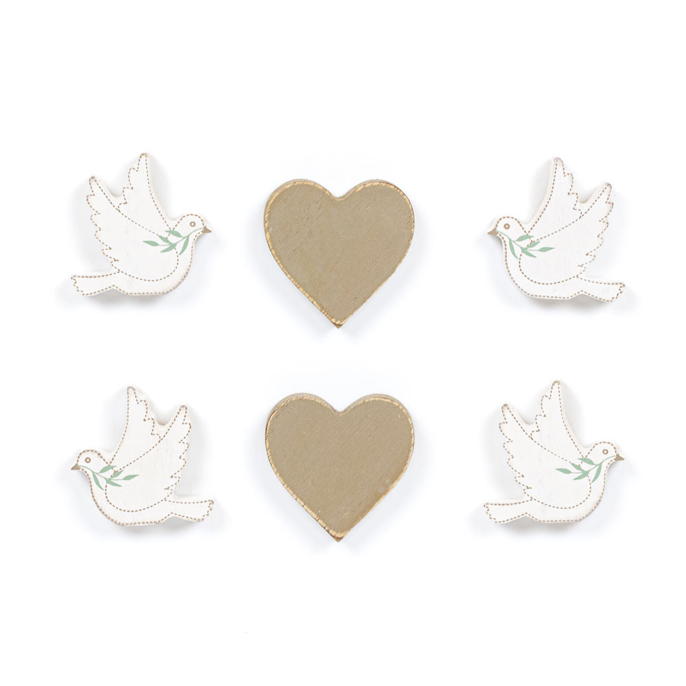 Wood Dove & Heart Shapes - Forever In Our Hearts
