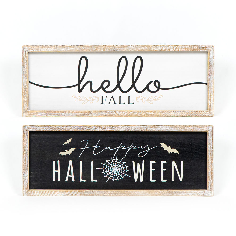 Reversible Fall & Halloween Wood Frame Sign