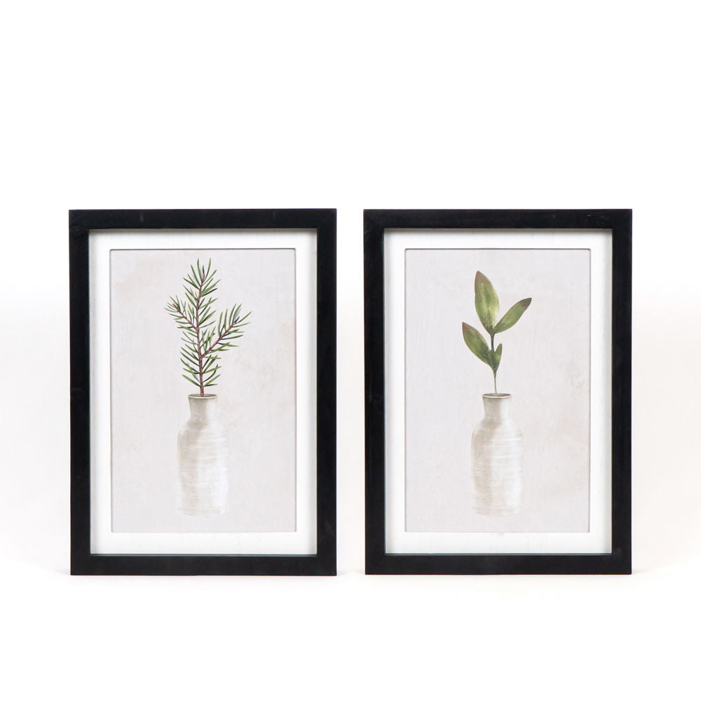 Reversible Wood Framed Sign - Plants on Vase