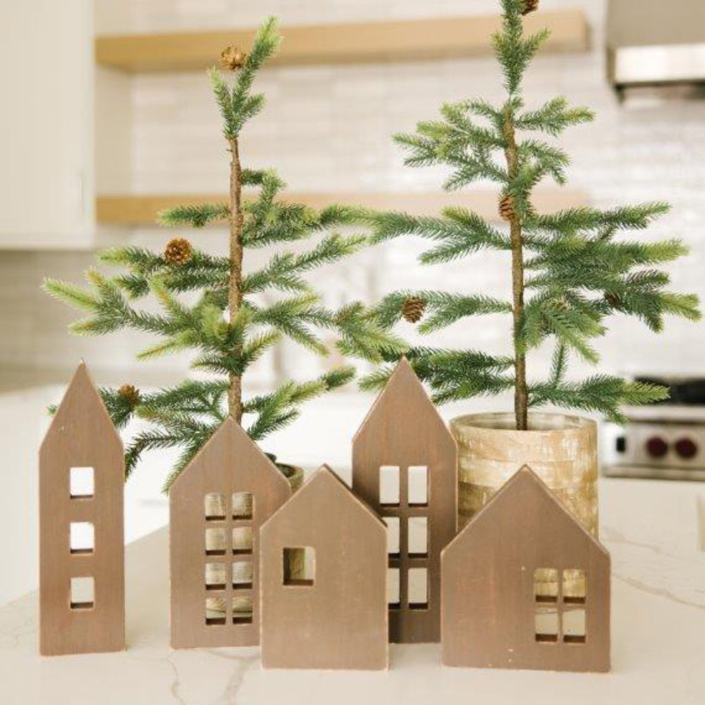 Winter Wishes Wood House Cutouts Set of 5