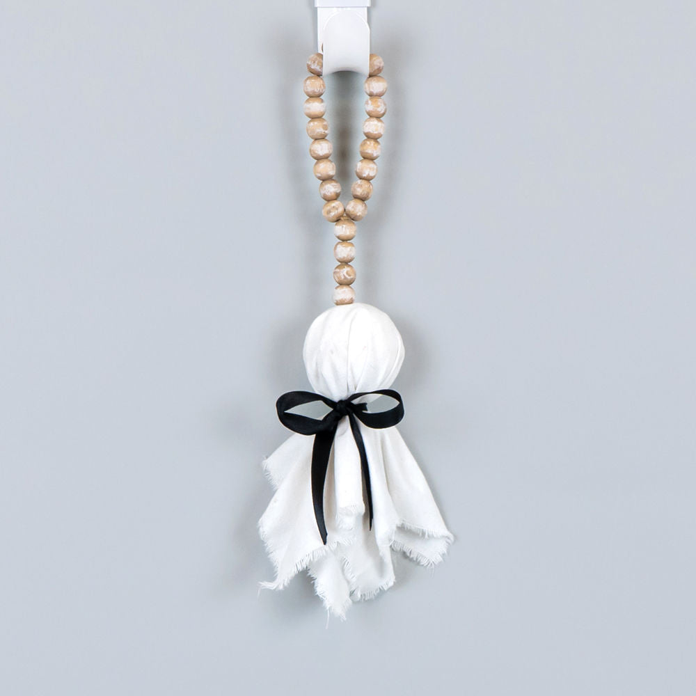 Wood Bead Ghost Ornament