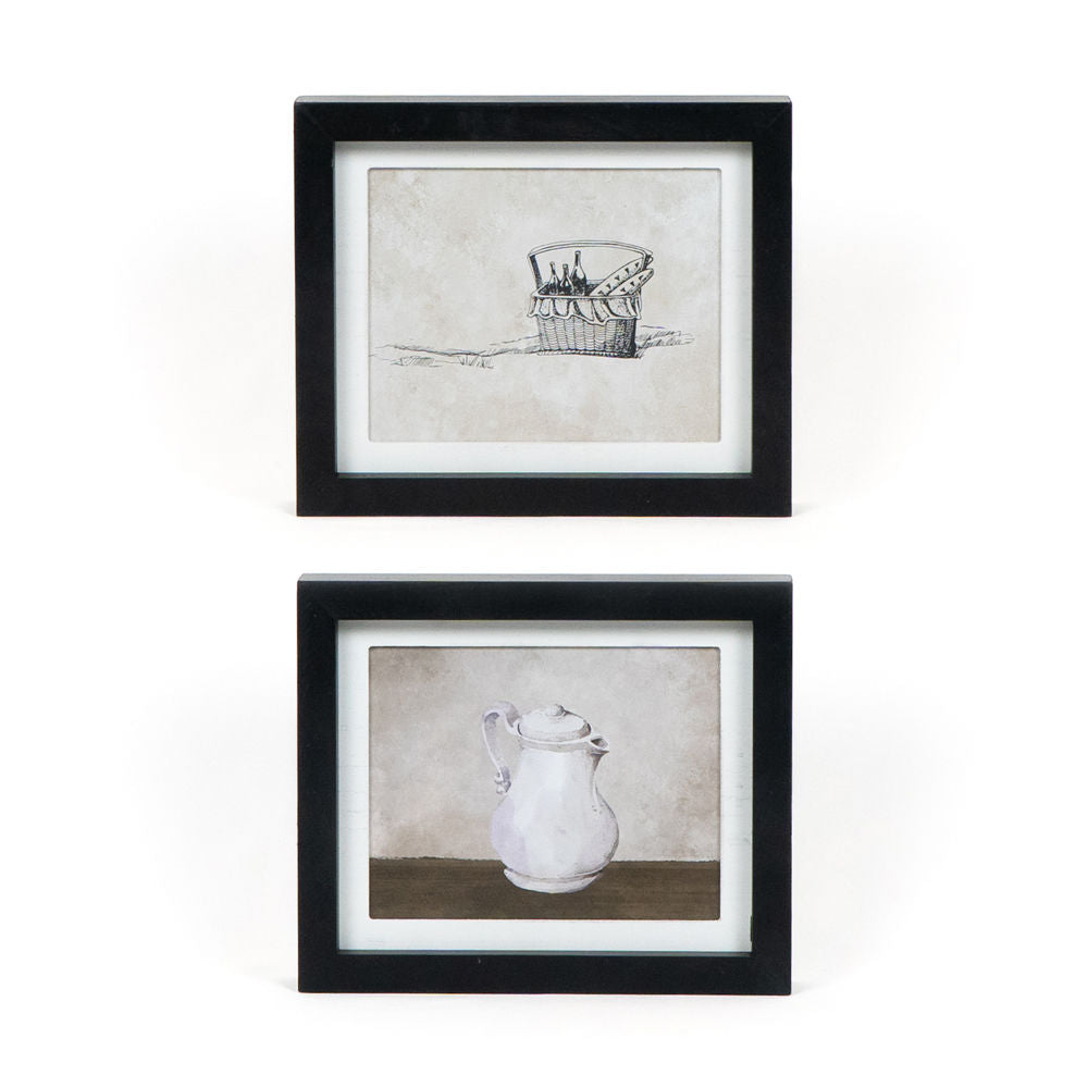 Reversible Wood Frame Sign - Teapot/Basket