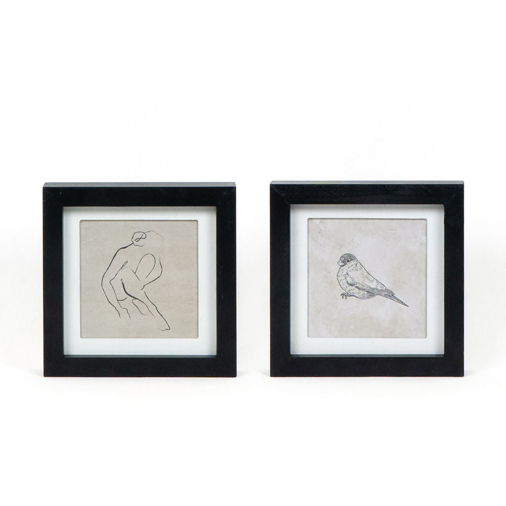 7x7 Reversible Wood Frame Sign - Woman/Bird