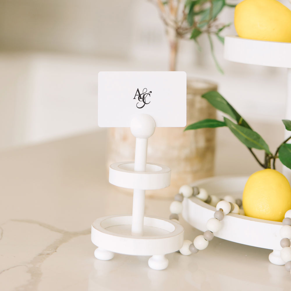 Mini Two-Tiered Wood Tray in White