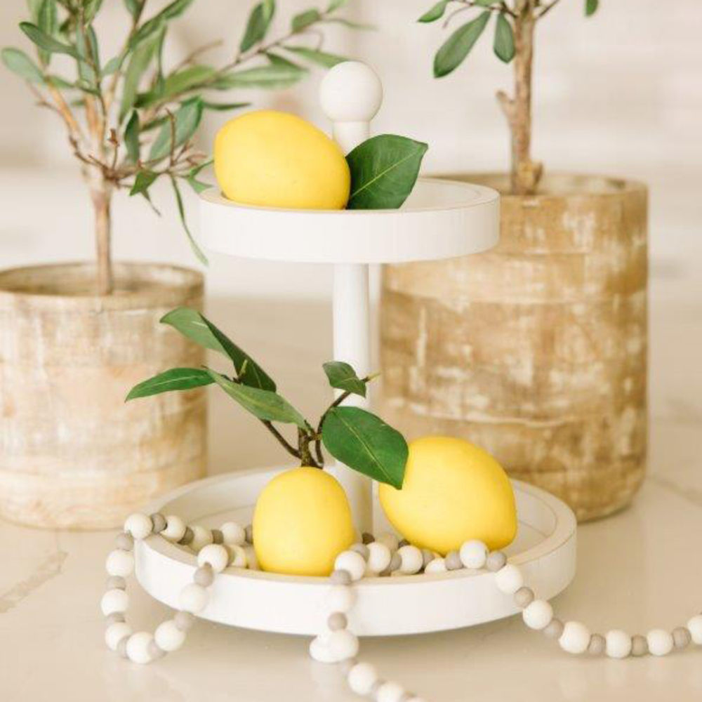 Two-Tiered Wood Tray - Small White