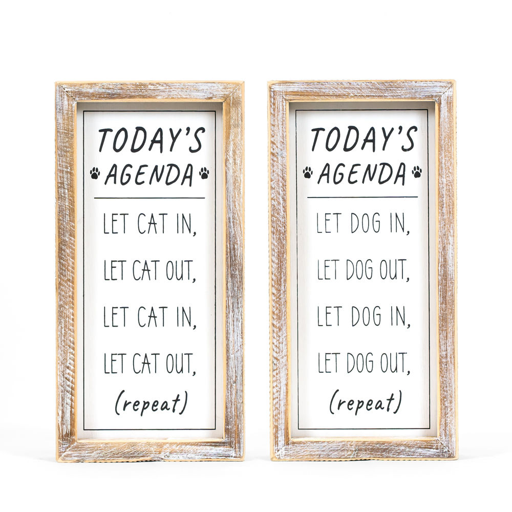 Reversible Wood Framed Pet Agenda Sign