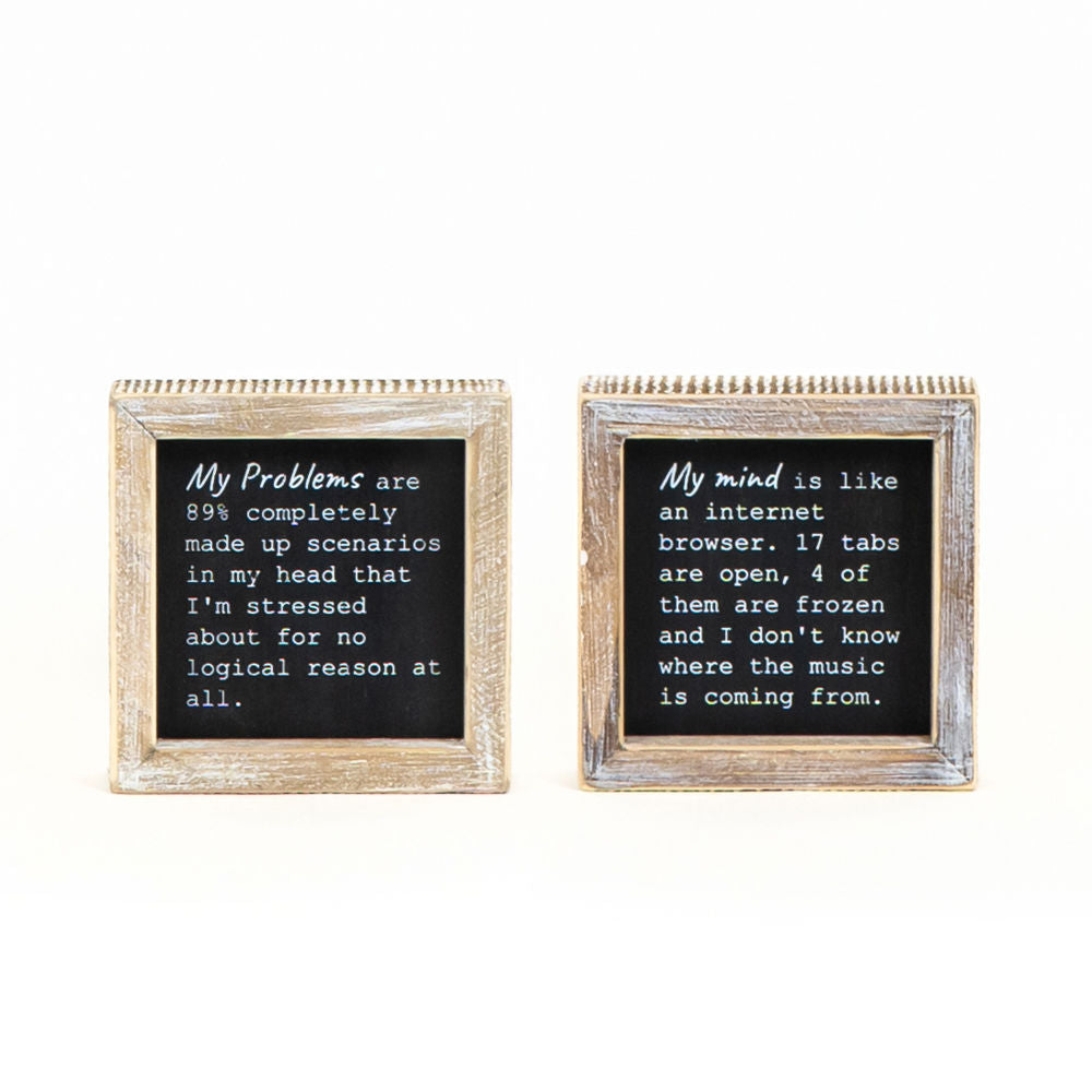 5x5 Reversible Wood Frame Sign - Mind/Problem