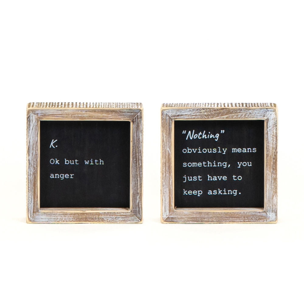 5x5 Reversible Wood Frame Sign - Nothing/K