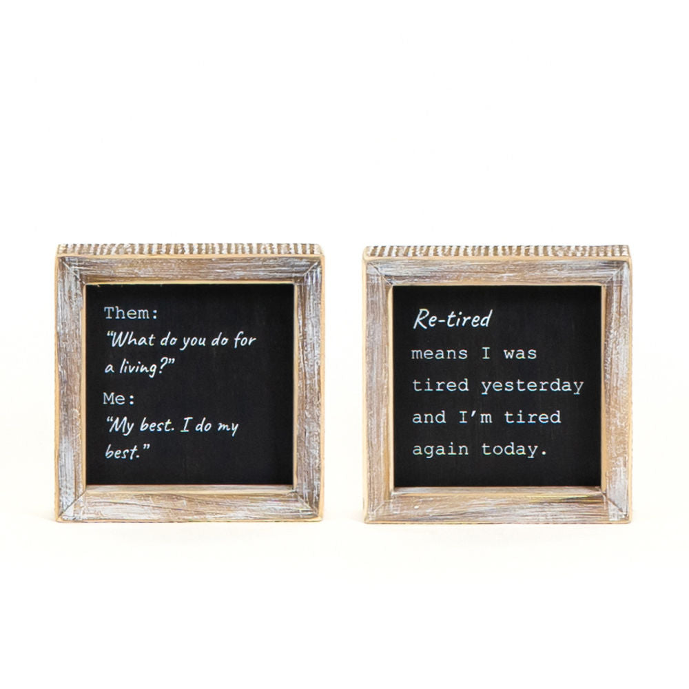 Best R Sign Reversible Wood Sign - Best/Re-Tired Humor Decor