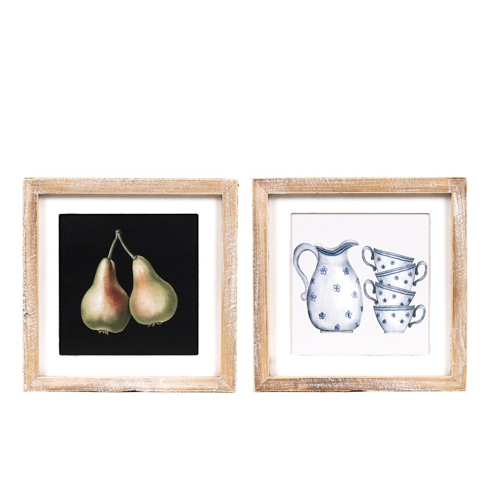 11x11 Reversible Wood Frame Sign - Pear & Pitcher