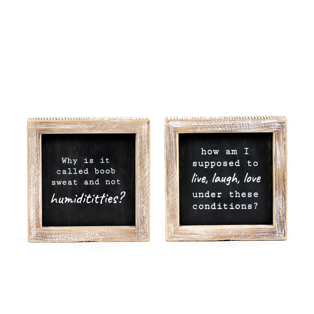 Reversible Wood Frame Sign - Humidititties/Love