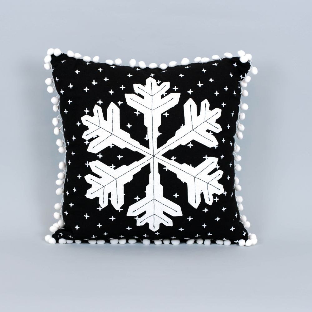 Reversible Snowflake Linen Pillow