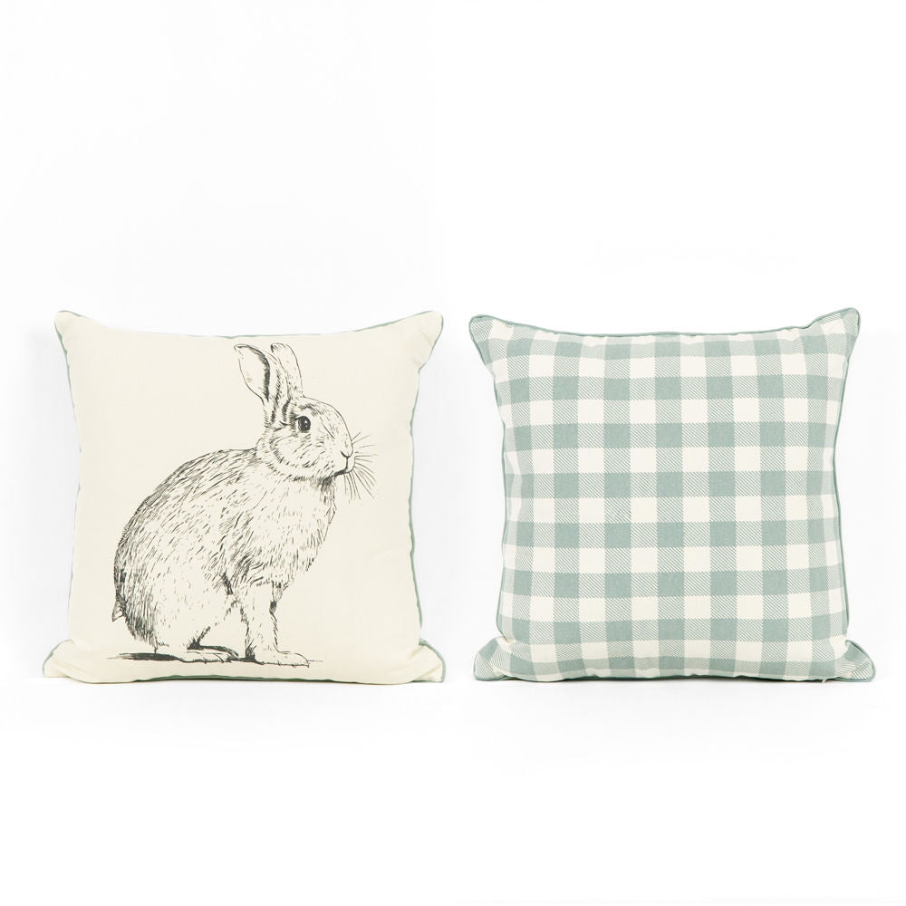 Reversible Rabbit & Checkered Pillow