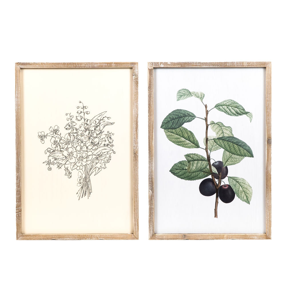 Reversible Wood Frame Sign - Flowers/Fruit
