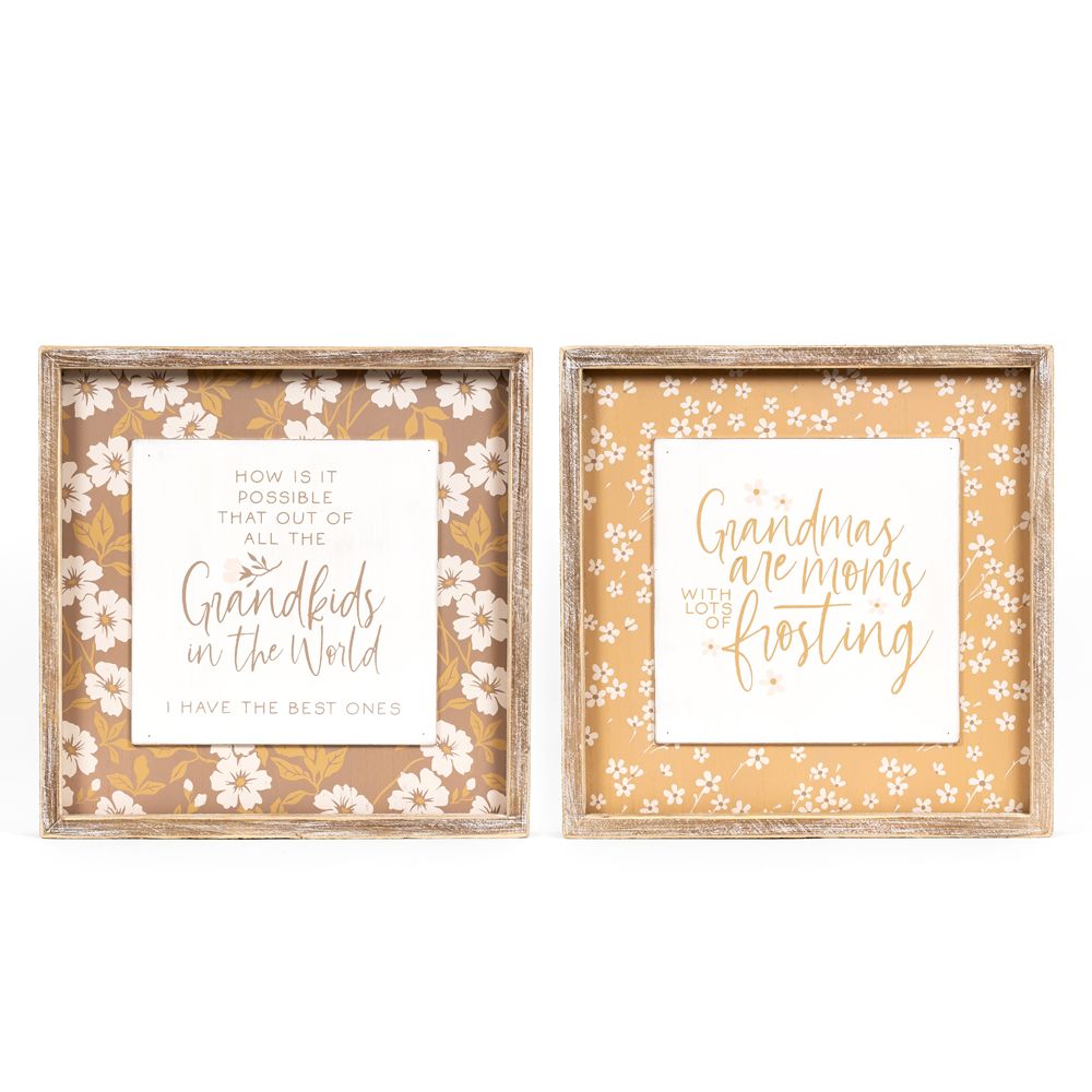 Grandkids Reversible Wood Frame Sign