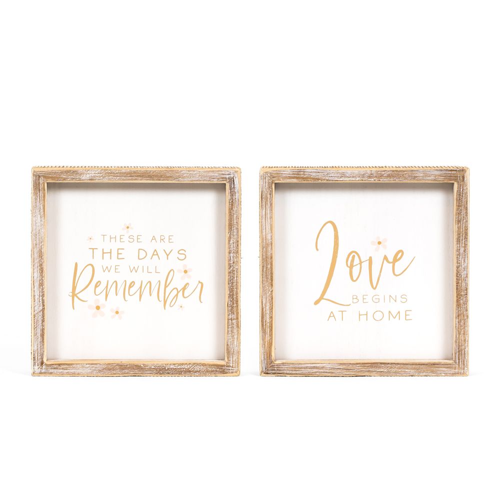 Reversible Wood Block Sign - Remember/Love