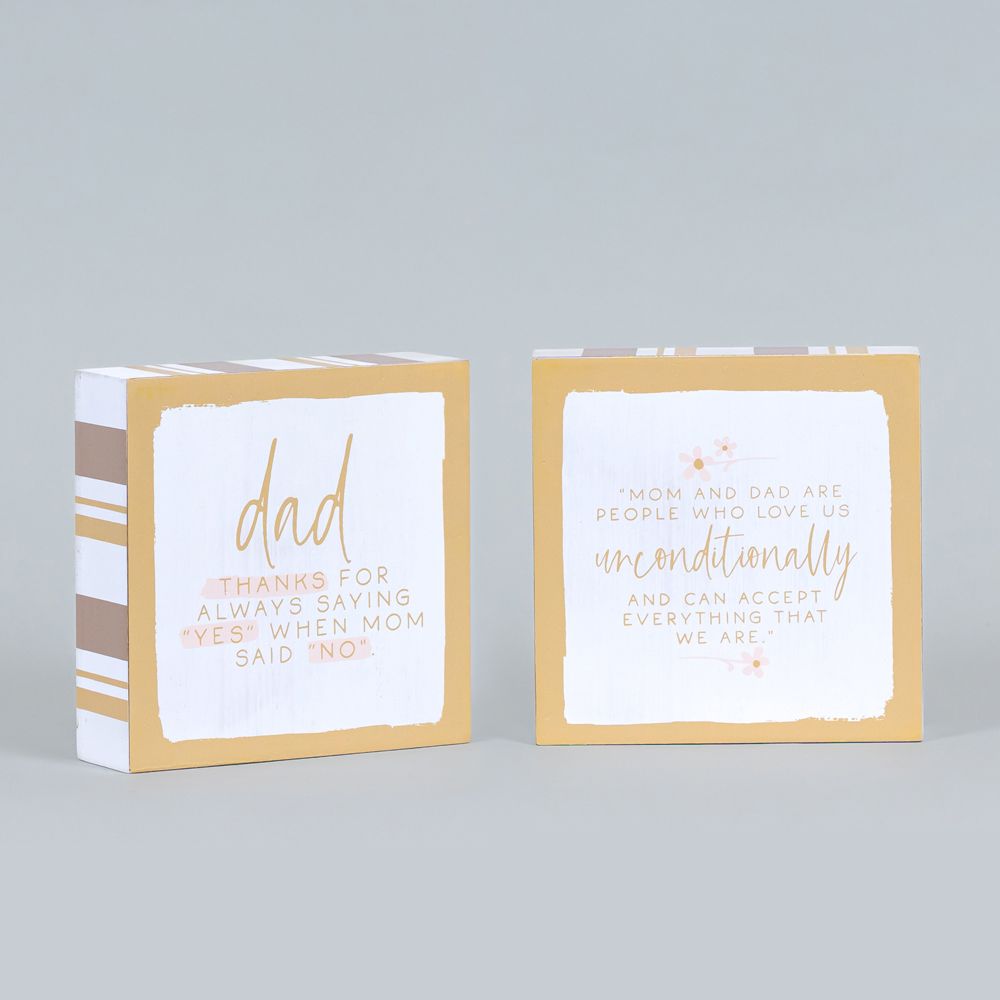 Mom/Dad Reversible Wood Block Sign