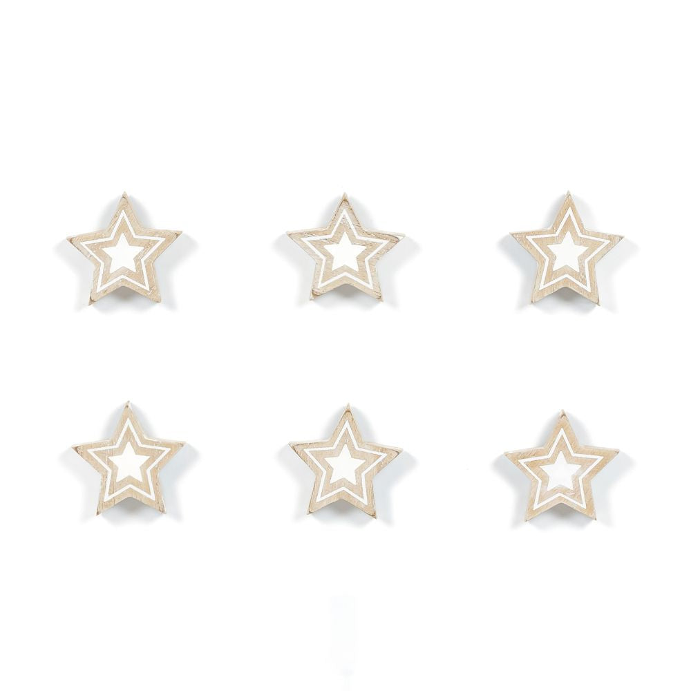 Star Wood Shapes Set of 6 - Natural & White