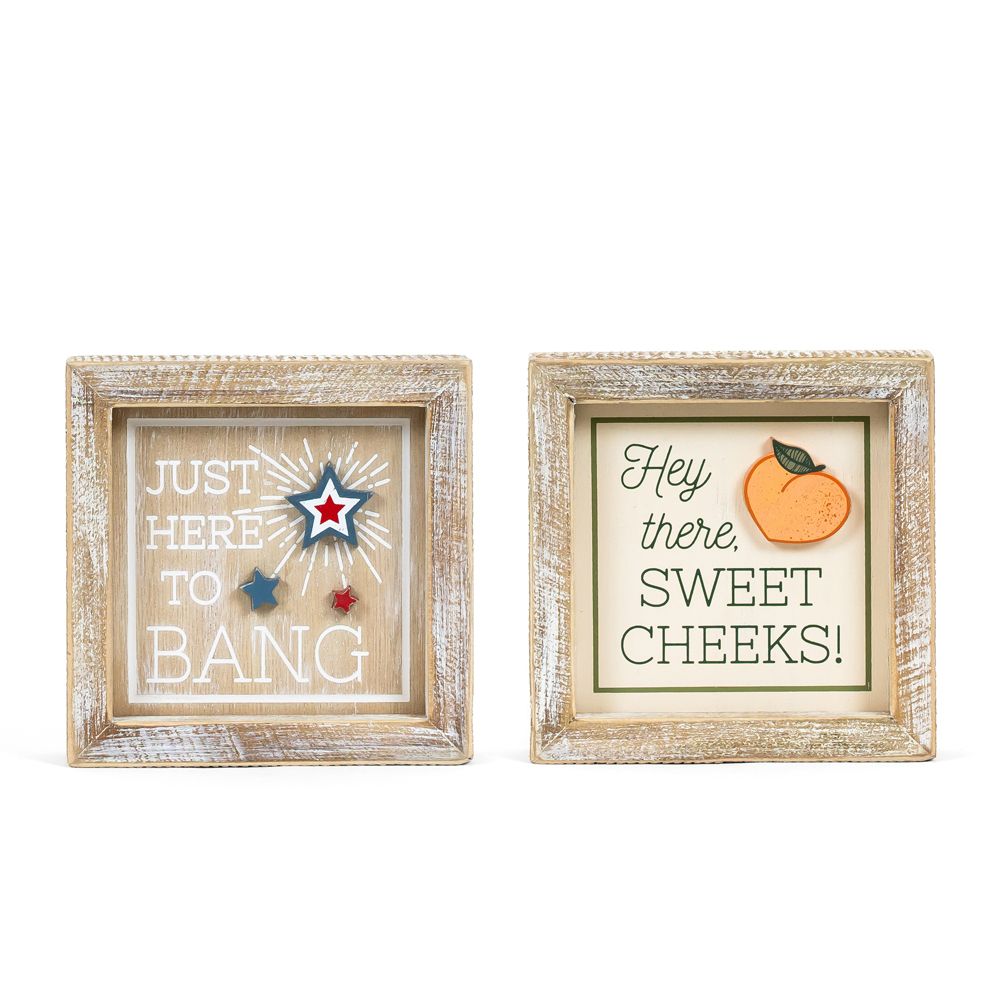 5x5 Reversible Wood Frame Sign - Cheeks/Bang
