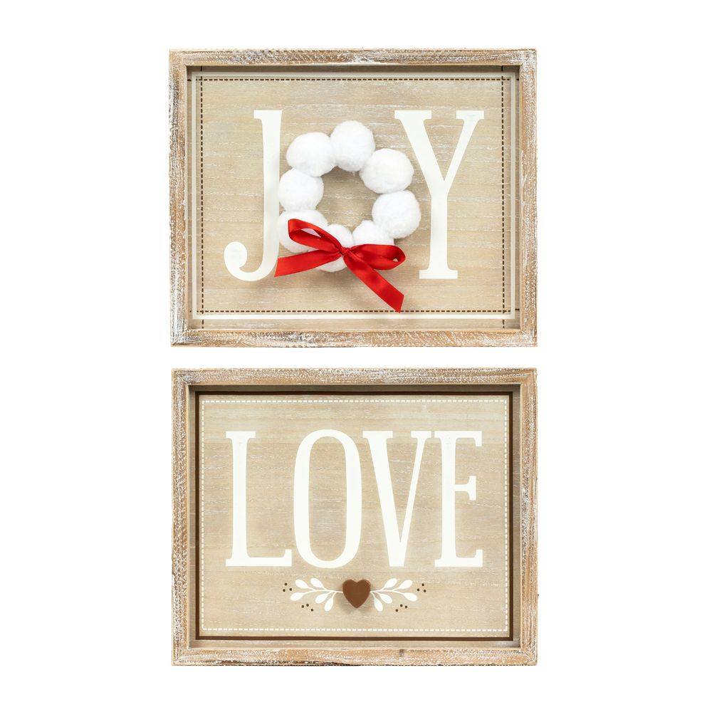 JOY/LOVE Reversible Wood Frame Sign