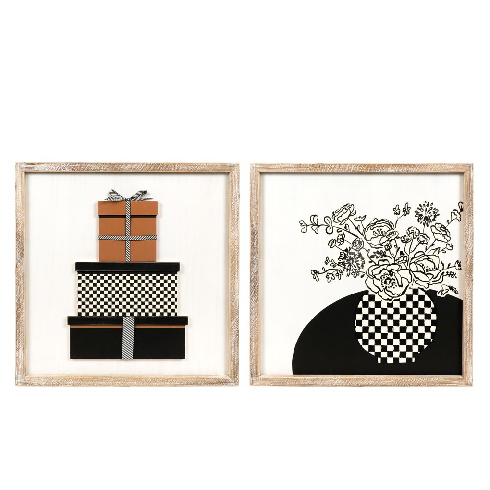 19" Reversible Wood Frame Sign - GIFT/FLOWER