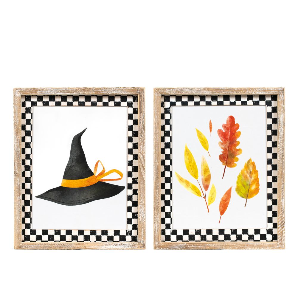 10x13 Reversible Wood Frame Sign - Halloween/Fall