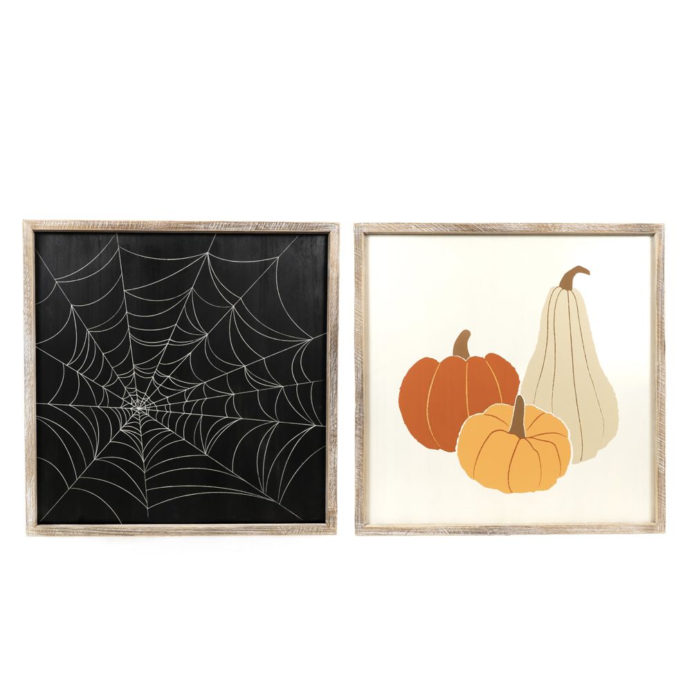 24x24 Reversible Wood Frame Sign - Web/Gourd