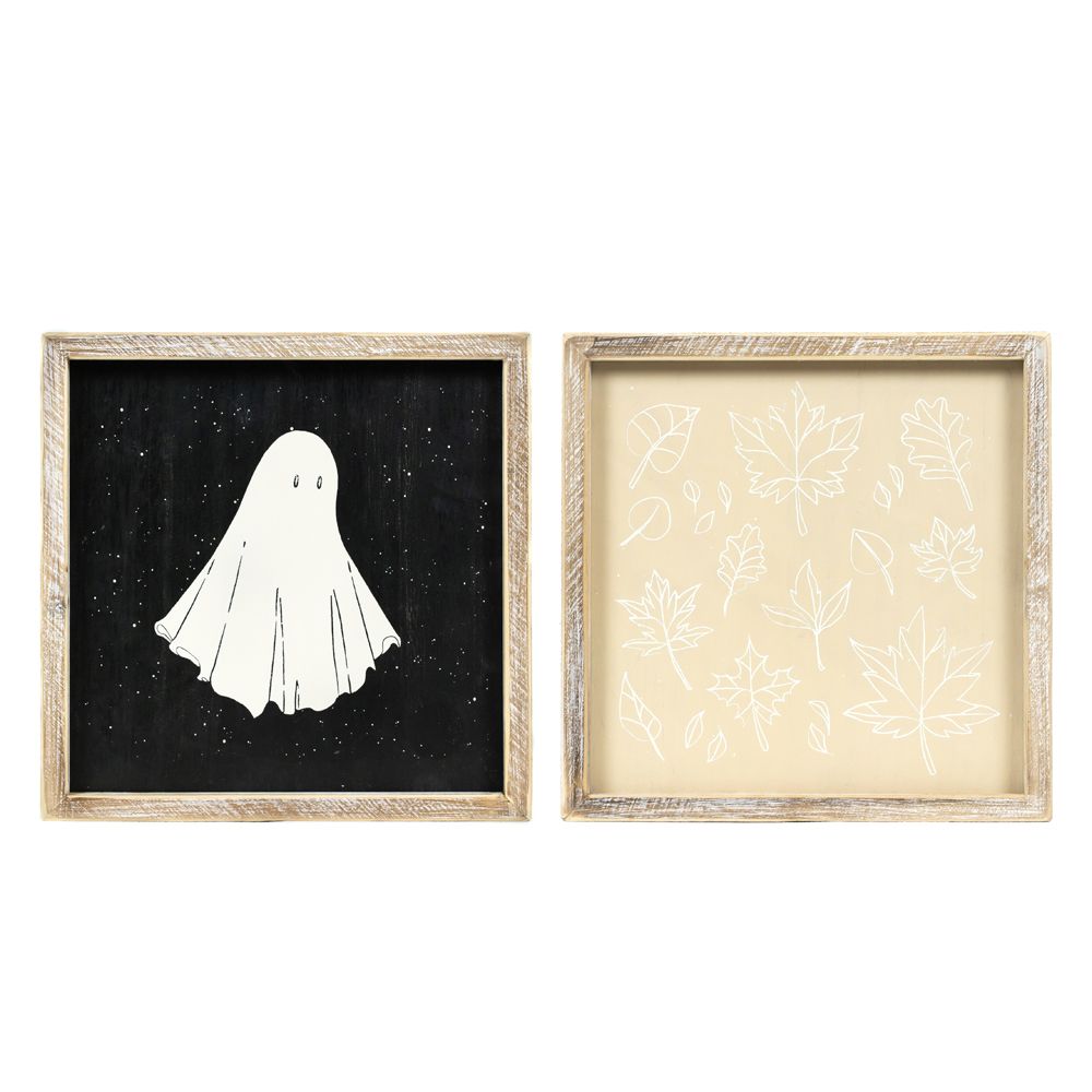 Reversible Wood Frame Sign - Ghost/Leaf